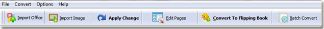 menu bars of office to flash flipping book